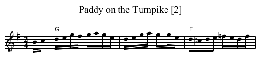 Paddy on the Turnpike [2] - staff notation