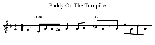 Paddy On The Turnpike - staff notation