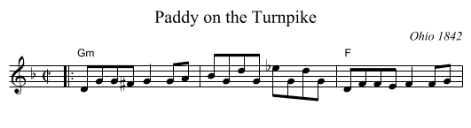 Paddy on the Turnpike - staff notation