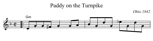 Paddy on the Turnpike - staff notation