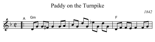 Paddy on the Turnpike - staff notation