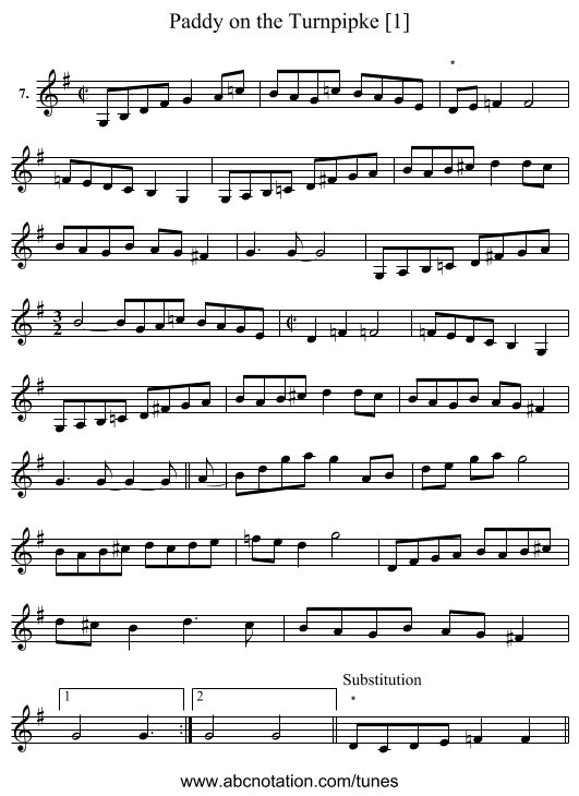 Paddy on the Turnpipke [1] - staff notation