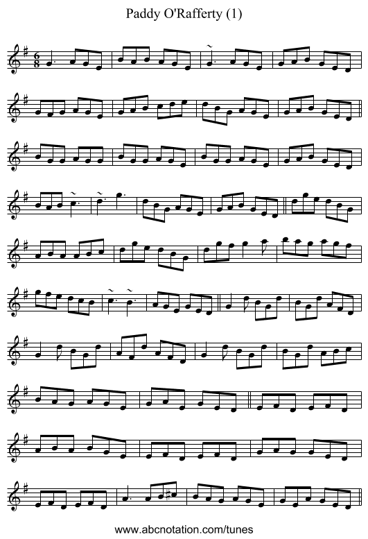 Paddy O'Rafferty (1) - staff notation