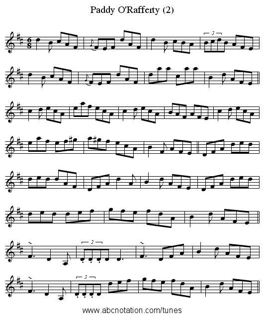 Paddy O'Rafferty (2) - staff notation