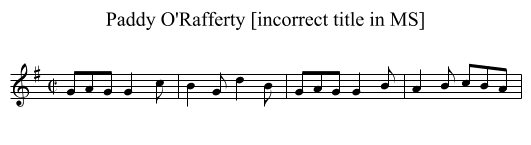 Paddy O'Rafferty [incorrect title in MS] - staff notation
