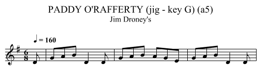 PADDY O'RAFFERTY (jig - key G) (a5) - staff notation