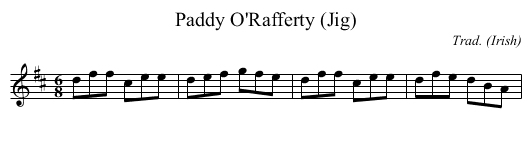 Paddy O'Rafferty (Jig) - staff notation