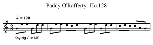 Paddy O'Rafferty. JJo.128 - staff notation