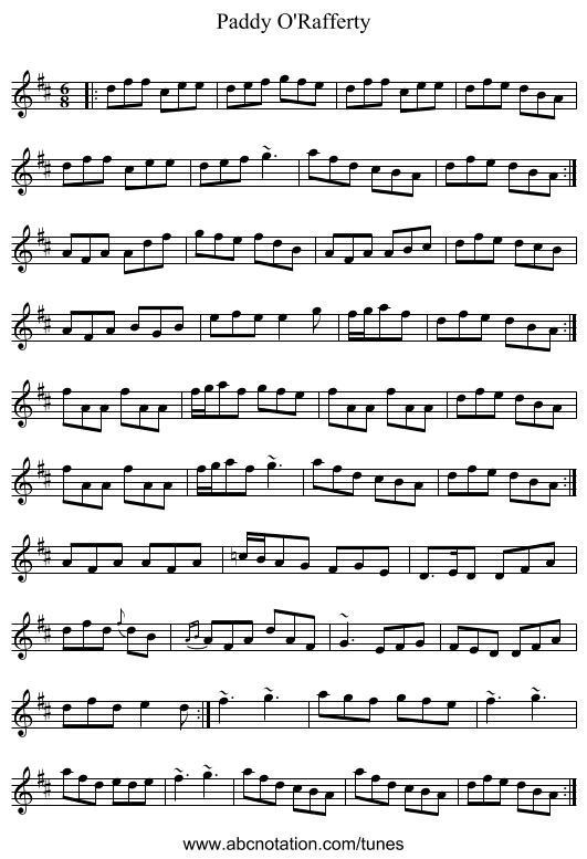 Paddy O'Rafferty - staff notation