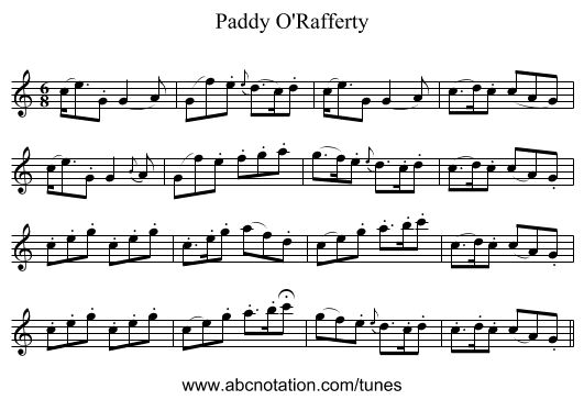 Paddy O'Rafferty - staff notation