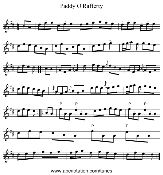 Paddy O'Rafferty - staff notation
