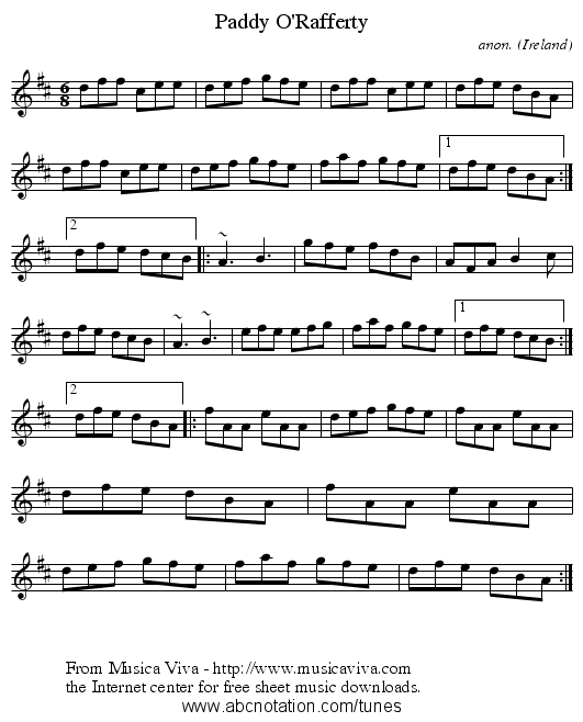 Paddy O'Rafferty - staff notation