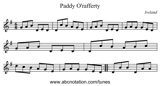 Paddy O'rafferty - staff notation