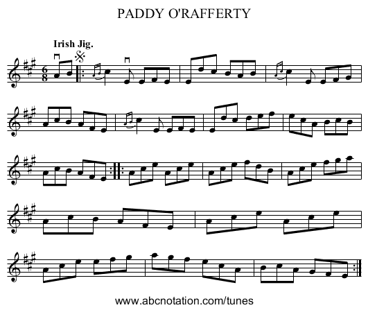 PADDY O'RAFFERTY - staff notation