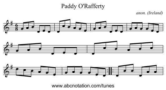 Paddy O'Rafferty - staff notation