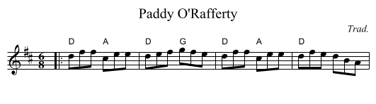 Paddy O'Rafferty - staff notation