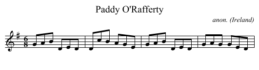 Paddy O'Rafferty - staff notation