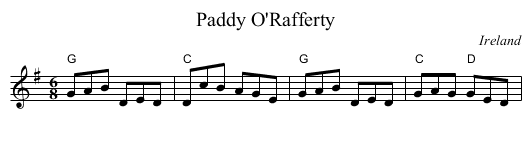 Paddy O'Rafferty - staff notation