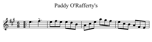 Paddy O'Rafferty's - staff notation