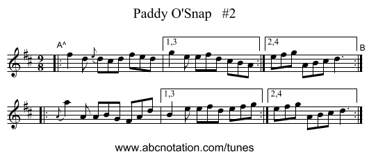 Paddy O'Snap   #2 - staff notation