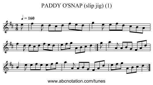 PADDY O'SNAP (slip jig) (1) - staff notation
