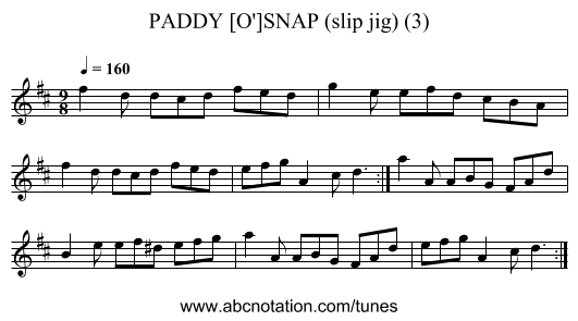 PADDY [O']SNAP (slip jig) (3) - staff notation