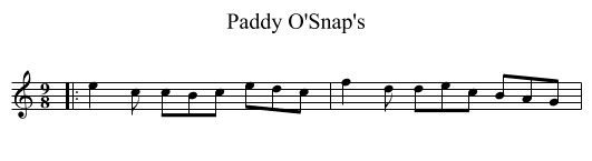 Paddy O'Snap's - staff notation