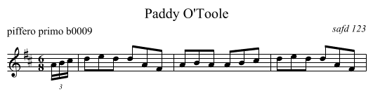 Paddy O'Toole - staff notation