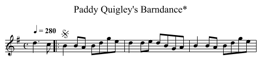 Paddy Quigley's Barndance* - staff notation
