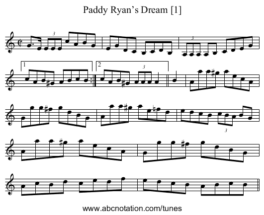 Paddy Ryan’s Dream [1] - staff notation