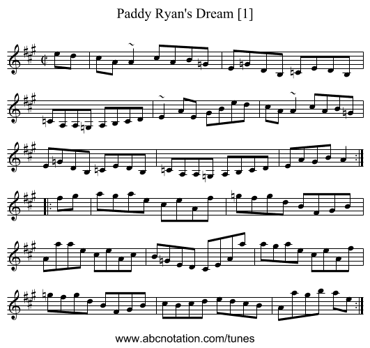 Paddy Ryan's Dream [1] - staff notation
