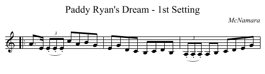 Paddy Ryan's Dream - 1st Setting - staff notation