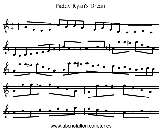 Paddy Ryan's Dream - staff notation