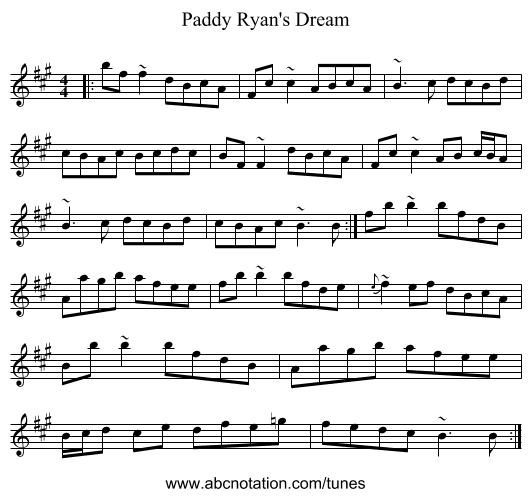 Paddy Ryan's Dream - staff notation