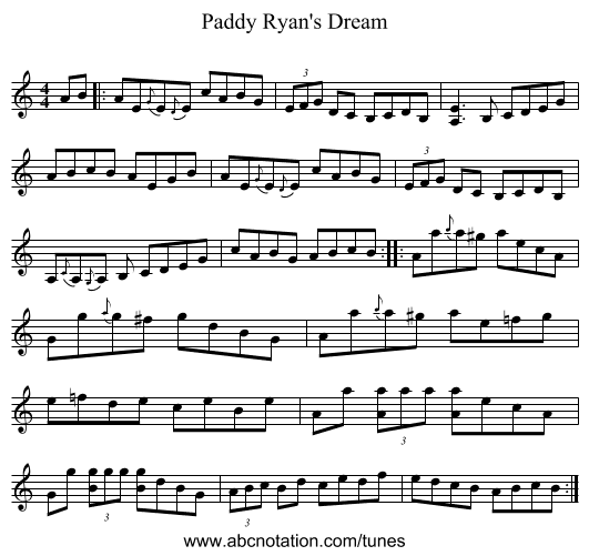 Paddy Ryan's Dream - staff notation