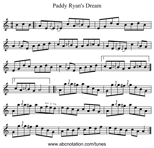 Paddy Ryan's Dream - staff notation