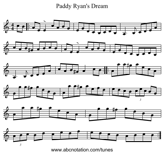 Paddy Ryan's Dream - staff notation