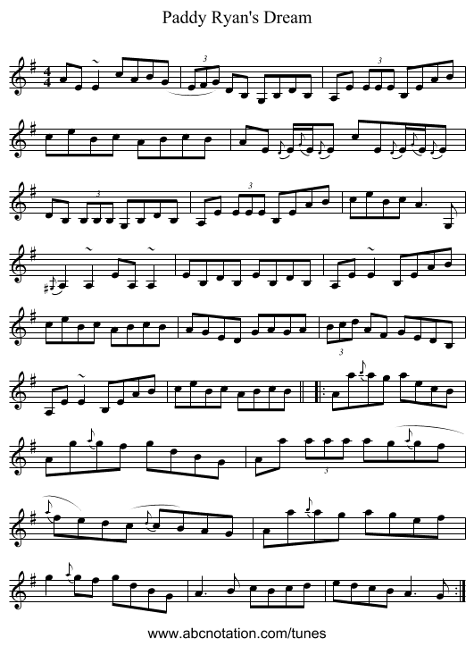 Paddy Ryan's Dream - staff notation