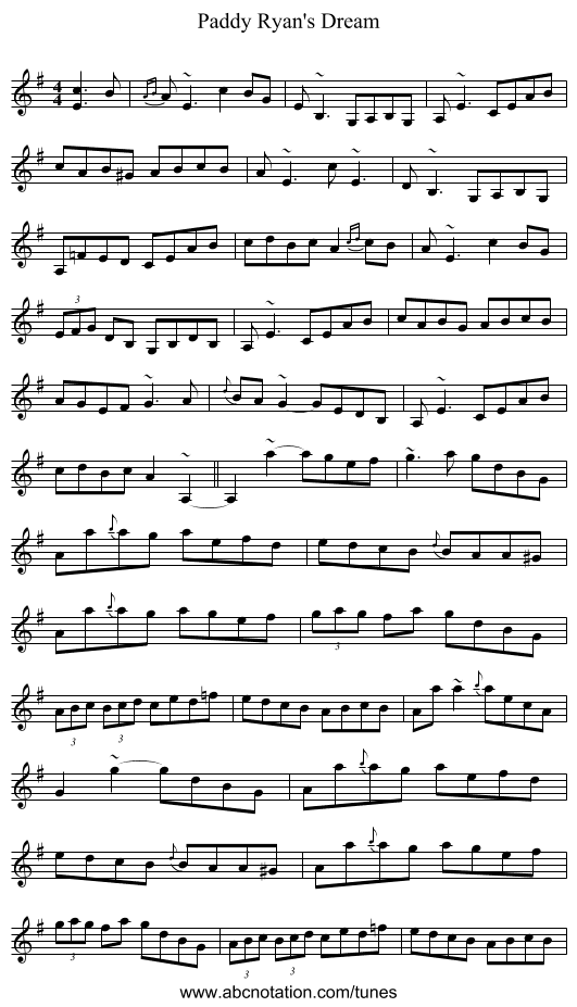 Paddy Ryan's Dream - staff notation