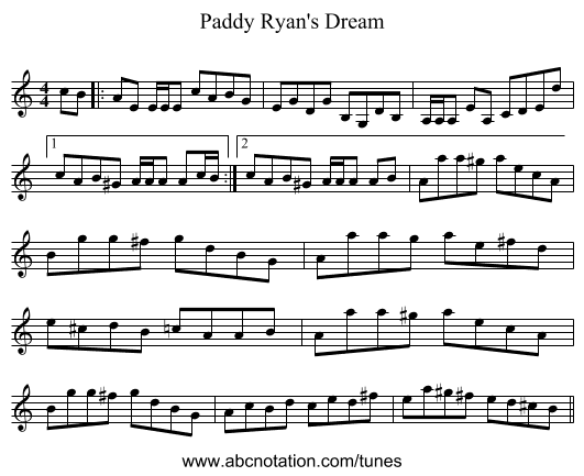 Paddy Ryan's Dream - staff notation