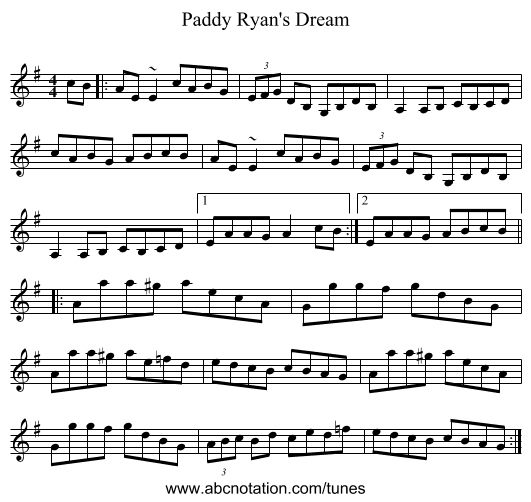 Paddy Ryan's Dream - staff notation