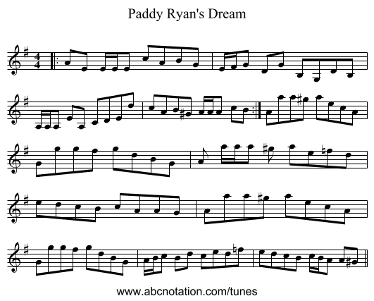 Paddy Ryan's Dream - staff notation