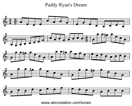 Paddy Ryan's Dream - staff notation