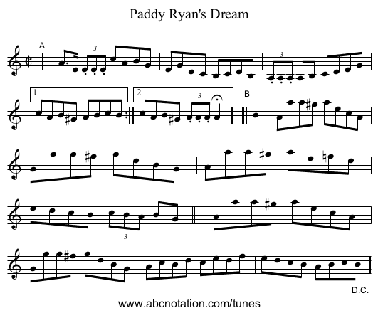 Paddy Ryan's Dream - staff notation