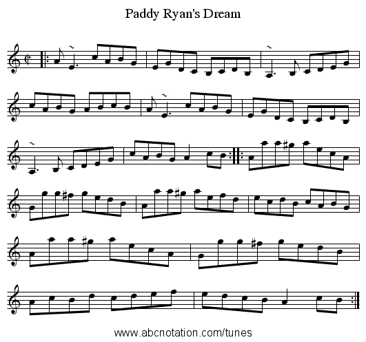 Paddy Ryan's Dream - staff notation