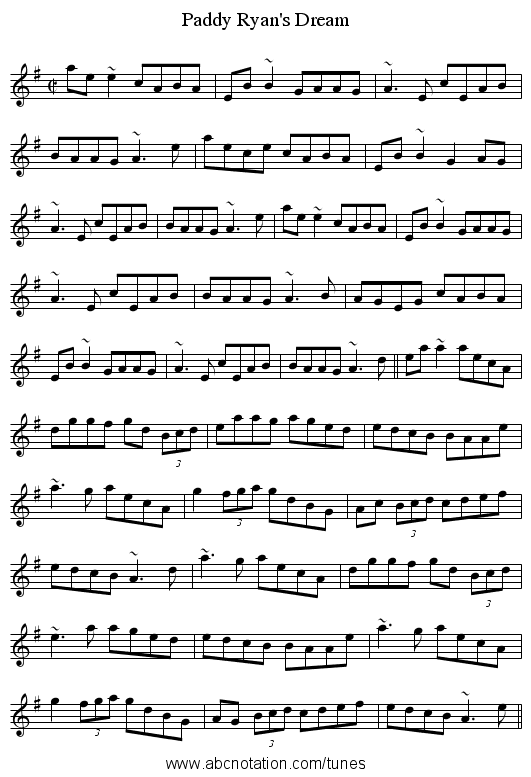Paddy Ryan's Dream - staff notation