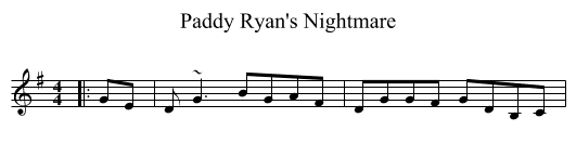 Paddy Ryan's Nightmare - staff notation
