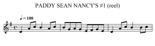 PADDY SEAN NANCY'S #1 (reel) - staff notation