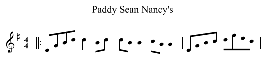 Paddy Sean Nancy's - staff notation