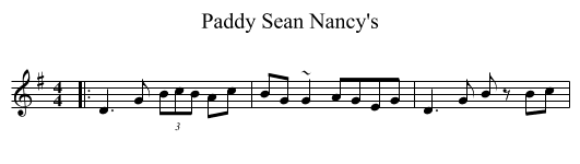 Paddy Sean Nancy's - staff notation